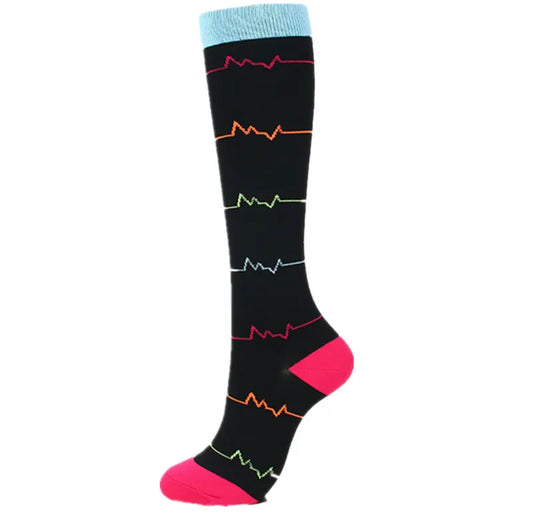 Colourful Heart Monitor Compression Socks