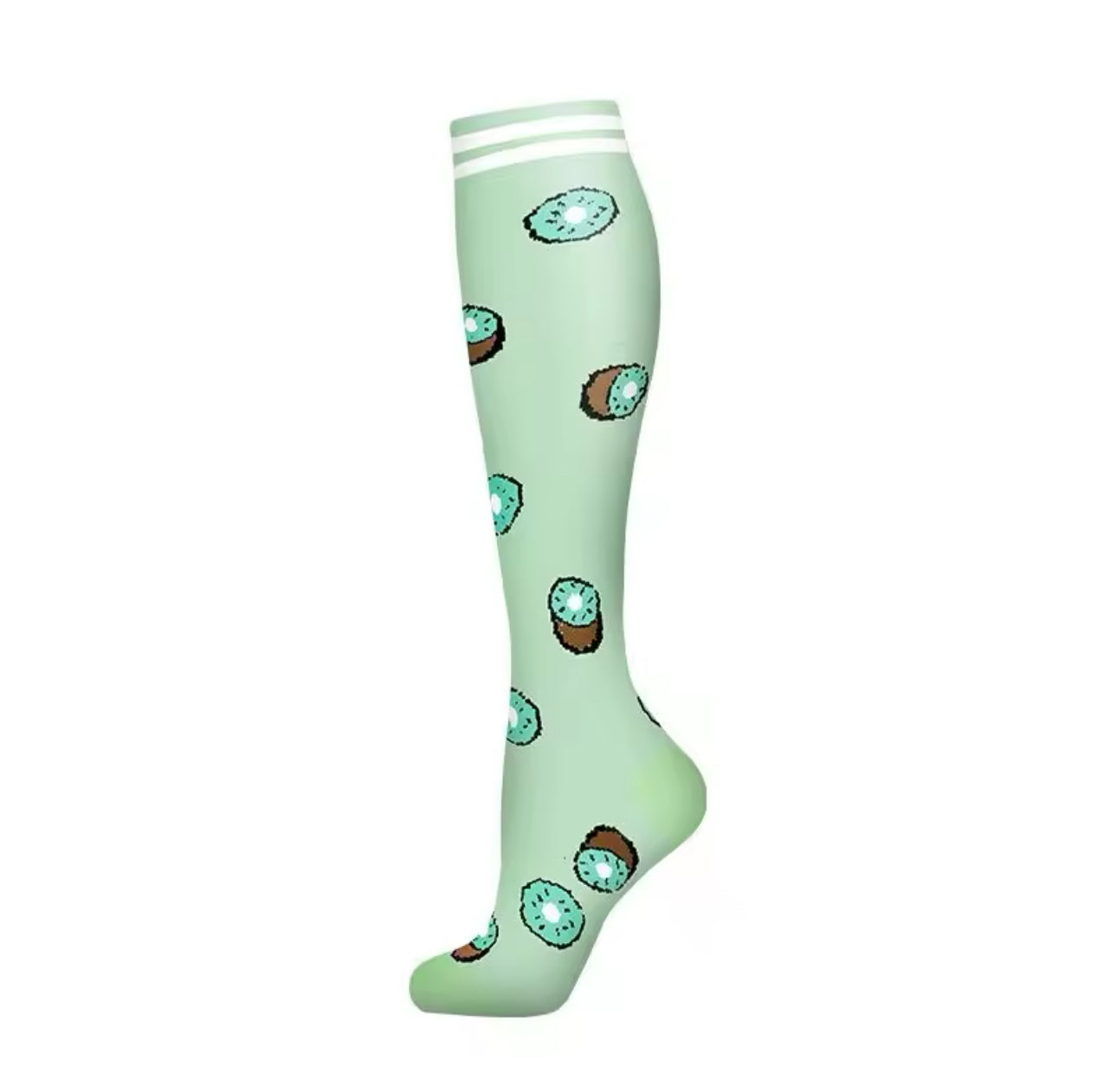 Kiwi on Green Compression Socks