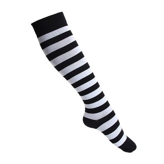 Classic Black and White Stripes Compression Socks