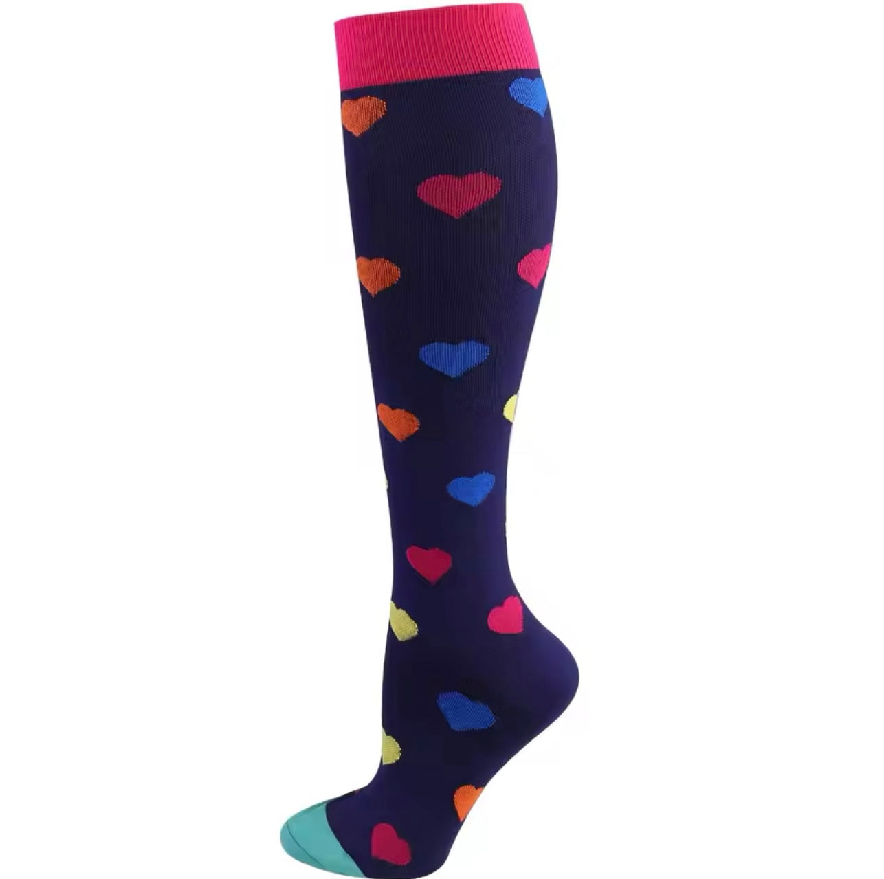 Coloured Hearts Compression Socks