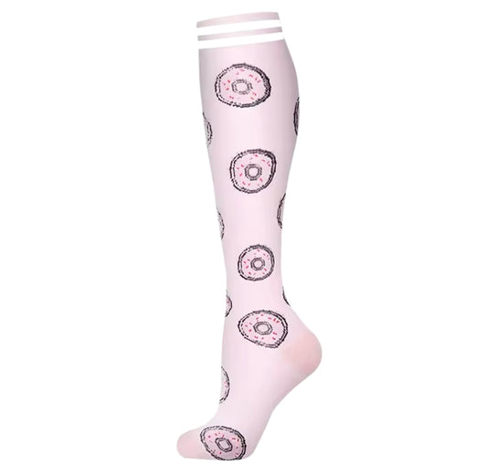 Doughnuts on Pink Compression Socks