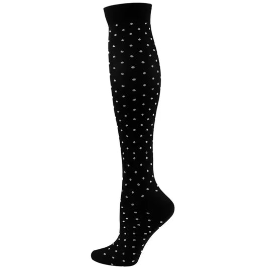 White Dots on Black Compression Socks