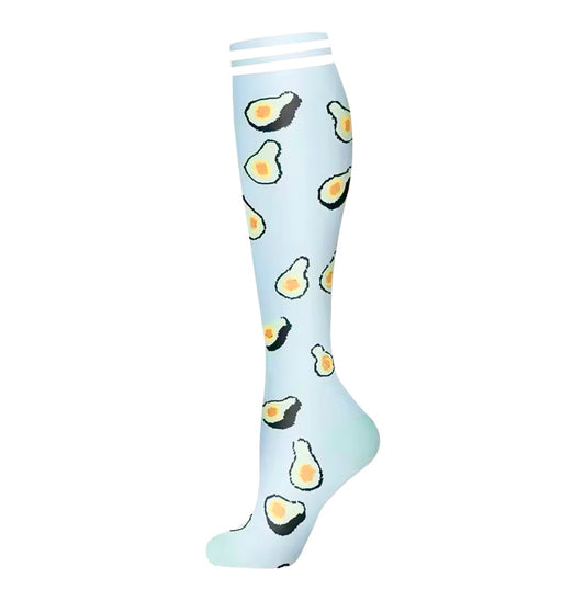 Avocado on Light Blue Compression Socks